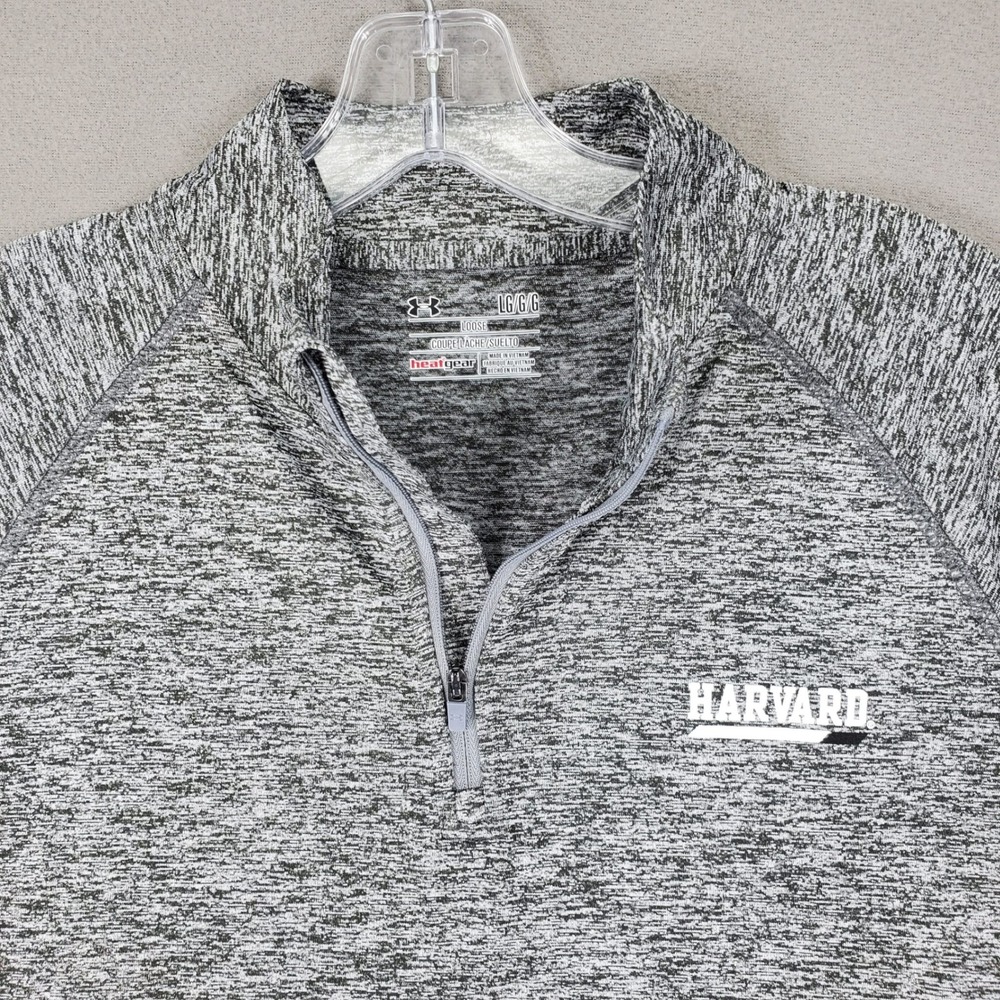 Under Armour Harvard Pullover Mens L Gray HeatGear Space‎ Dye 1/4 Zip UM0684